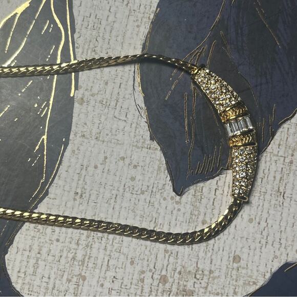 Christian Dior Gorgeous Vintage Gold and Rhinestone Sparkling Collar Necklace D2 - Picture 5 of 8
